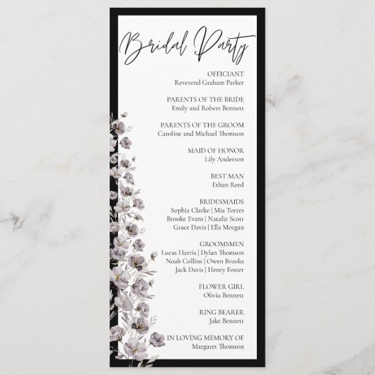 Elegante Aquarellfeier Programm (Rückseite)