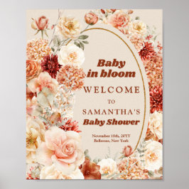 Elegante Aquarellgarten Blume Begrüßungszeichen Poster