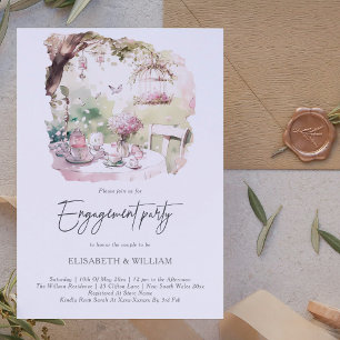 Elegante Aquarellgarten Engagement Party Einladung