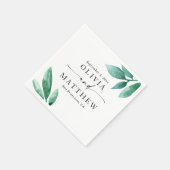 Elegante Aquarellgarten Hochzeit Serviette (Ecke)