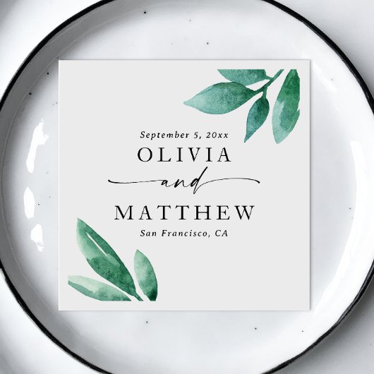 Elegante Aquarellgarten Hochzeit Serviette