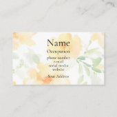 Elegante Aquarellgelbe Blütengrün Visitenkarte (Rückseite)