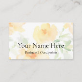 Elegante Aquarellgelbe Blütengrün Visitenkarte (Vorderseite)