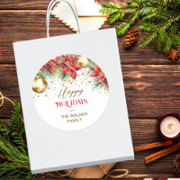 Elegante Aquarellgold Rote Poinsettia Weihnachten