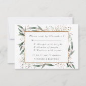Elegante Aquarellgoldblütenhochzeit RSVP Einladung (Vorderseite)