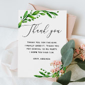 Elegante Aquarellgrüne Blumenschrift Geburtstag Dankeskarte