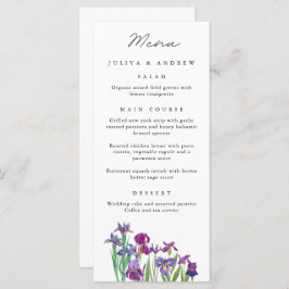 Elegante Aquarellkarte Iris Blume Wedding Menu Kar Menükarte