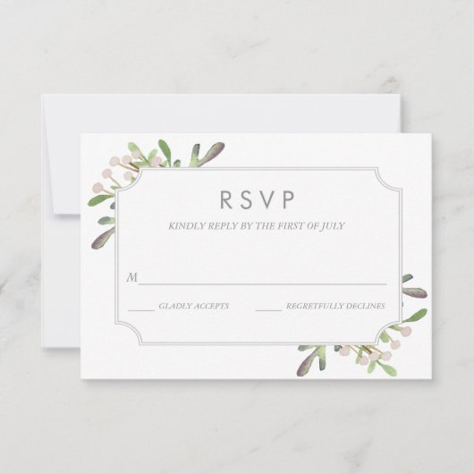 Elegante Aquarellkarte RSVP Karte (Vorderseite)