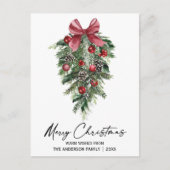 Elegante Aquarellkiefern Kalligraphie Weihnachten (Vorderseite)