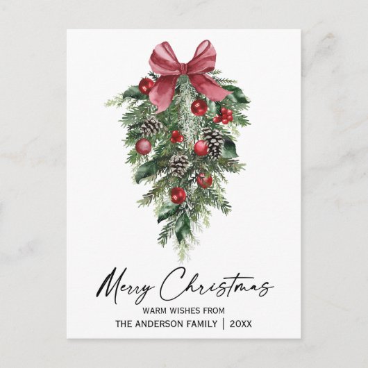 Elegante Aquarellkiefern Kalligraphie Weihnachten (Vorderseite)