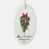 Elegante Aquarellkiefern Kalligraphie Weihnachten Keramik Ornament (Rechts)