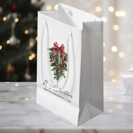 Elegante Aquarellkiefern Kalligraphie Weihnachten Kleine Geschenktüte