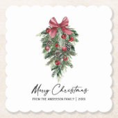 Elegante Aquarellkiefern Kalligraphie Weihnachten Untersetzer (Vorderseite)