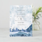 Elegante Aquarellkirche Winterhochzeit Einladung (Stehend Vorderseite)