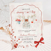 Elegante Aquarellkirsche auf der Top Pink Baby Dus Einladung