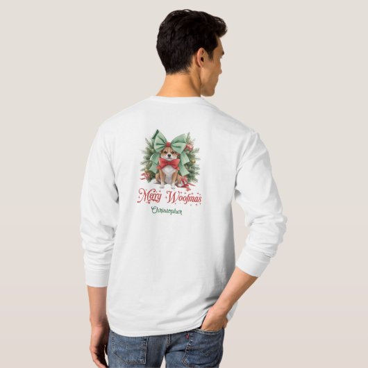 Elegante Aquarellkorgi mit Weihnachtsbogen T-Shirt (Schwarz voll)
