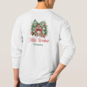 Elegante Aquarellkorgi mit Weihnachtsbogen T-Shirt (Rückseite)