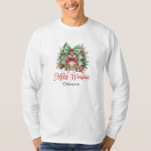 Elegante Aquarellkorgi mit Weihnachtsbogen T-Shirt (Vorderseite)