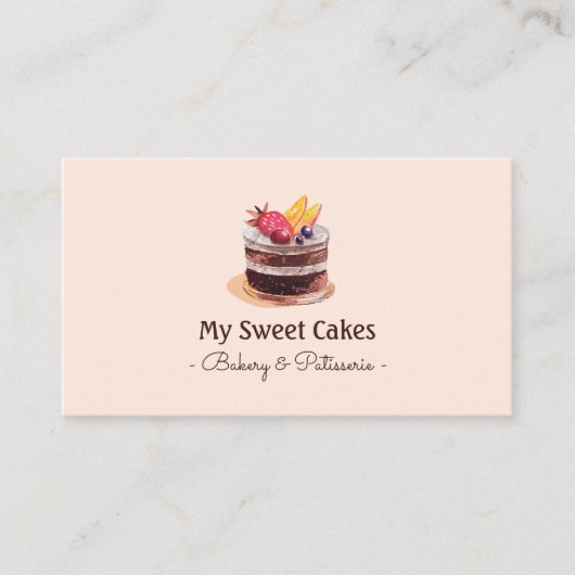 Elegante Aquarellkuchen Patisserie Kuchen Nachtisc Visitenkarte (Vorderseite)