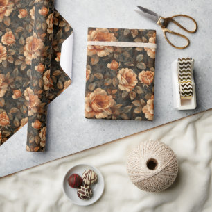 Elegante Aquarellkupfer Vintage Rose Geschenkpapier