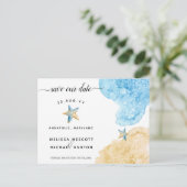 Elegante Aquarellküste Rett unser Datum Ankündigungspostkarte (Stehend Vorderseite)