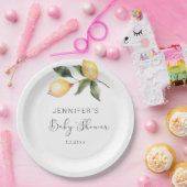 Elegante Aquarelllemon-Babydusche Pappteller (Party)