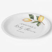 Elegante Aquarelllemon-Babydusche Pappteller (Schrägansicht)