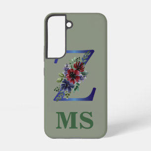 elegante Aquarellmalerei eines roten und blauen Bl Samsung Galaxy Hülle