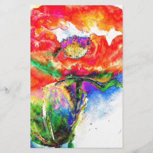 Elegante Aquarellmalerei mit rotem Blumen Briefpapier