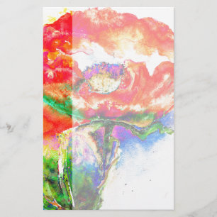 Elegante Aquarellmalerei mit rotem Blumen Briefpapier