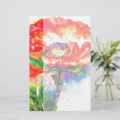 Elegante Aquarellmalerei mit rotem Blumen Briefpapier (Stehend Vorderseite)