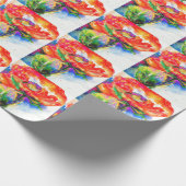 Elegante Aquarellmalerei mit rotem Blumen Geschenkpapier (Ecke)