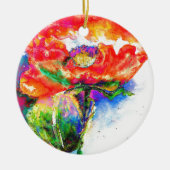 Elegante Aquarellmalerei mit rotem Blumen Keramikornament (Vorne)
