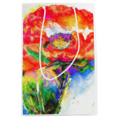 Elegante Aquarellmalerei mit rotem Blumen Mittlere Geschenktüte (Vorderseite)
