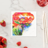 Elegante Aquarellmalerei mit rotem Blumen Serviette (Beispiel)