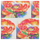 Elegante Aquarellmalerei mit rotem Blumen Stoff (Nahaufnahme)