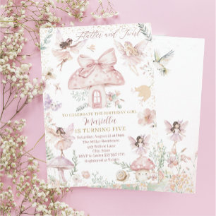 Elegante Aquarellmärchen machen fünf Geburtstag Einladung