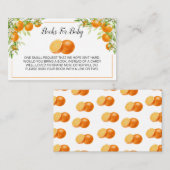 Elegante Aquarellorangen & Blume Bücher für Baby Begleitkarte (Vorne/Hinten)