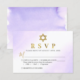 Elegante Aquarellpastellfarben Lila Goldmedaille B RSVP Karte