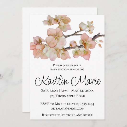 Elegante Aquarellpfeifen Einladung (Vorne/Hinten)