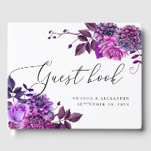 Elegante Aquarellschrift lila Blumenschrift Hochze