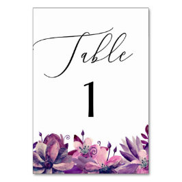 Elegante Aquarellschrift lila Blumenschrift Hochze Tischnummer