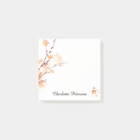 Elegante Aquarelltöne Ahorn Blätter Herbst Herbst Post-it Klebezettel (Vorderseite)