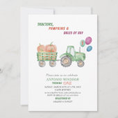 Elegante Aquarelltraktoren Pumpkins Kinderdusche Einladung (Vorderseite)