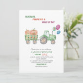 Elegante Aquarelltraktoren Pumpkins Kinderdusche Einladung (Stehend Vorderseite)