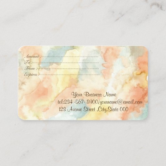 Elegante Aquarelltuch, Rahmen, Gold Confetti Rabattkarte (Rückseite)