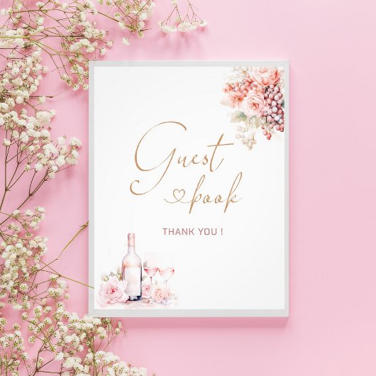 Elegante Aquarelltüten und Prosecco Rosa Blütenblä Fotodruck