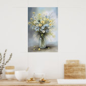 Elegante Aquarellvase mit weich blühender Touch Poster (Küche)