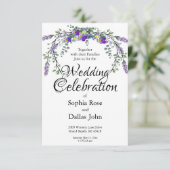 Elegante Aquarellvioletten und Lavendelhochzeit Einladung (Stehend Vorderseite)