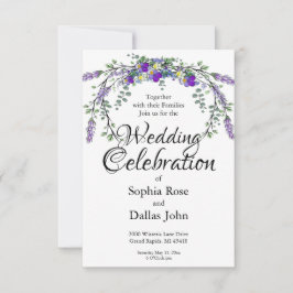 Elegante Aquarellvioletten und Lavendelhochzeit Einladung